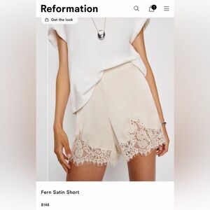 Reformation Satin Lace Shorts